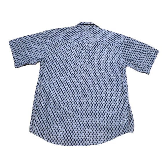 Lucio Romano Short Sleeve Checker Button Down Mens Shirt Size Large Cotton Blend - Picture 2 of 8